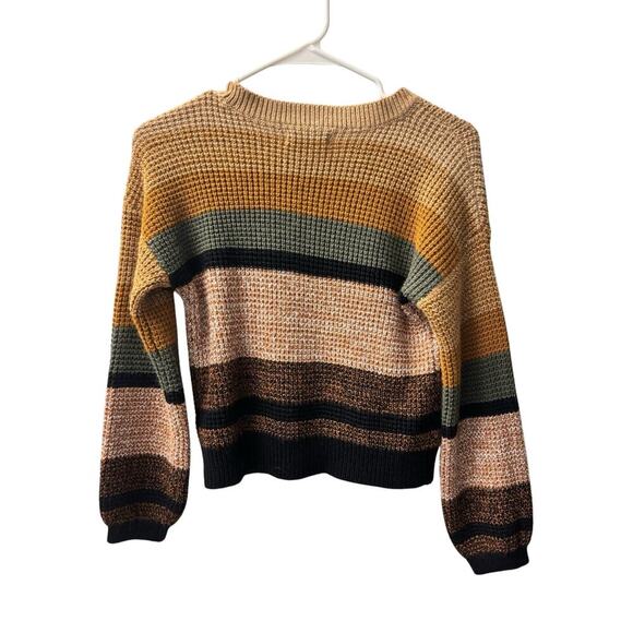 Earth Toned Striped Sweater M Full Circle Trends - Picture 5 of 6